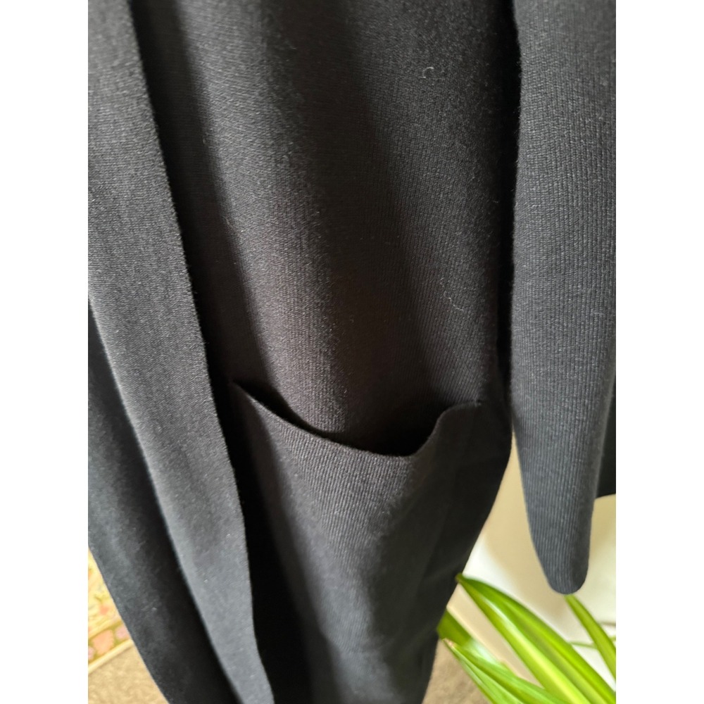 Line and Dot Duster Cardigan Black EUC Viscose Blend Thick Open Front Pockets XS - Picture 2 of 5